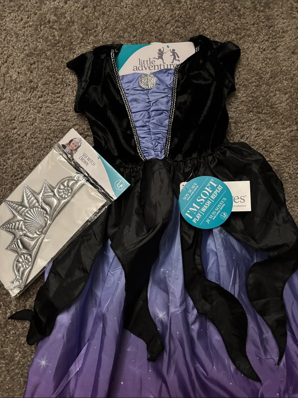 Kids Purple Princess Dress Costume with Silver Tiara